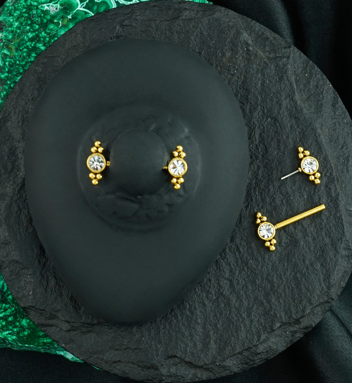 14G Gold PVD Covey Threadless Nipple Ring Barbells