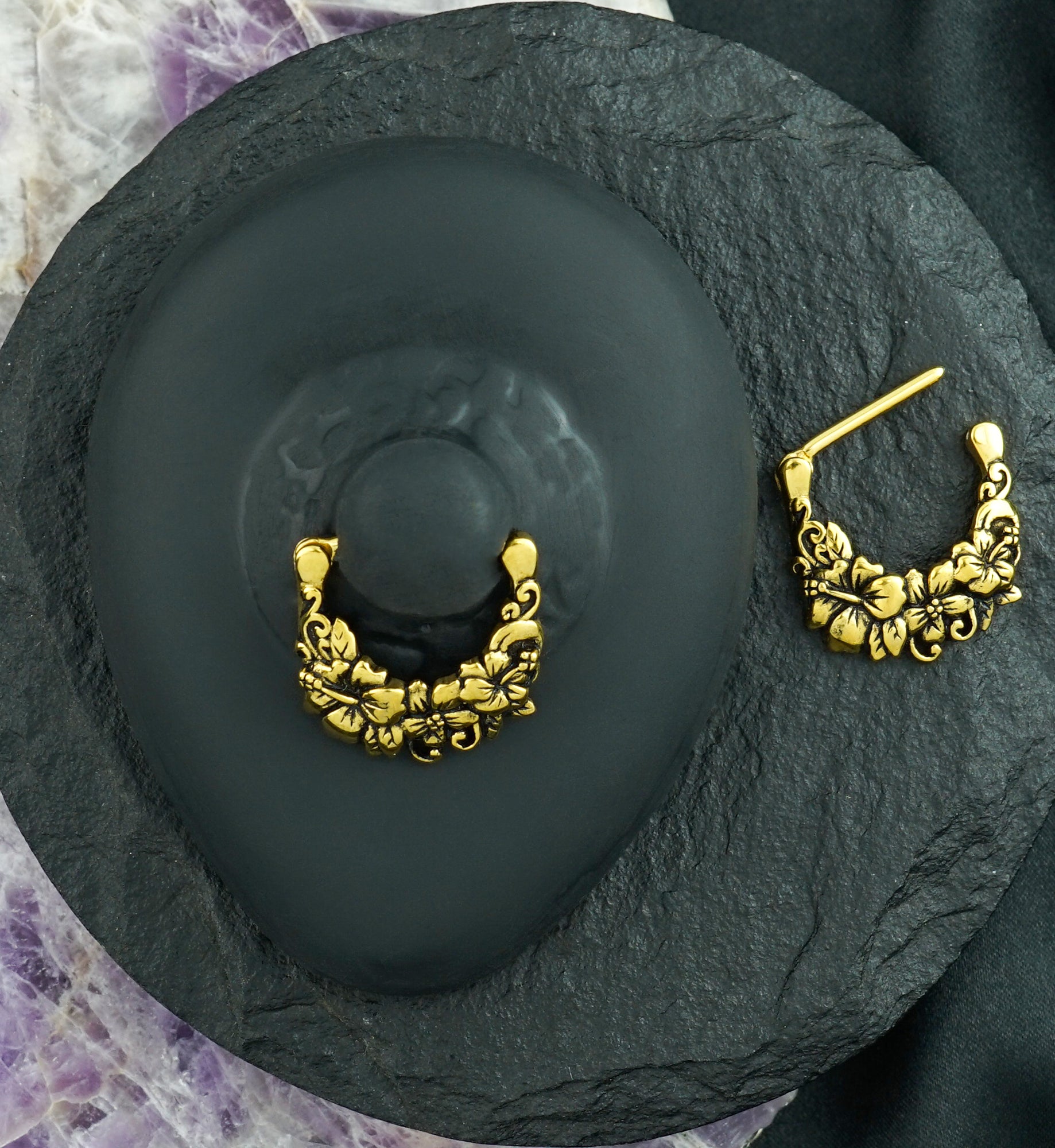 14G Gold PVD Hibiscus Nipple Clicker