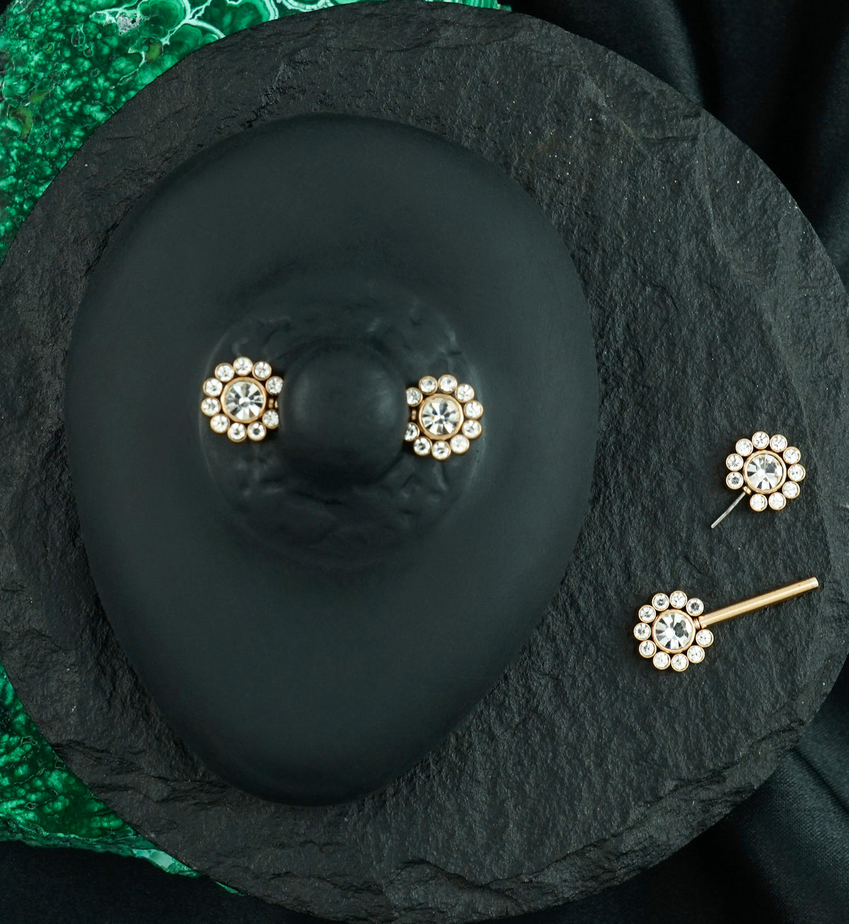 14G Rose PVD Cirque Threadless Nipple Ring Barbells