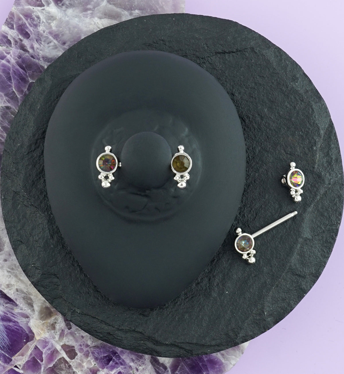 14G Versed CZ Nipple Ring Barbell