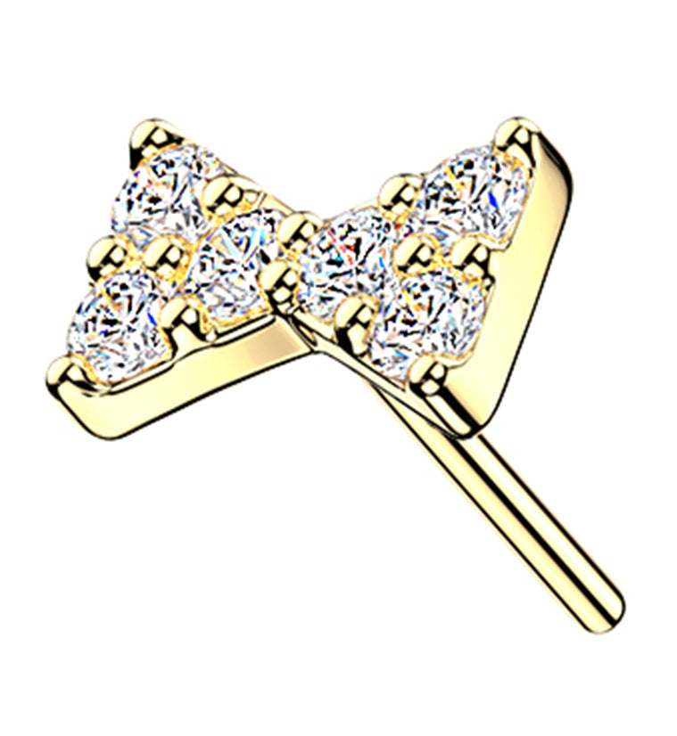 14kt Gold Bow Tie Lab Grown Diamond Threadless Top