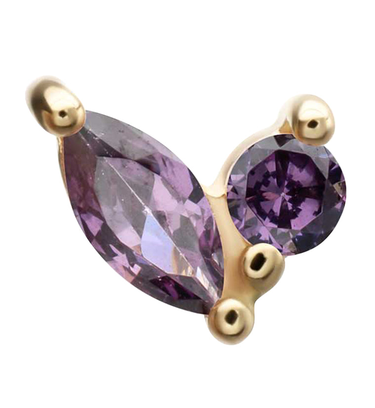 14kt Gold Budding Amethyst CZ Threadless Top