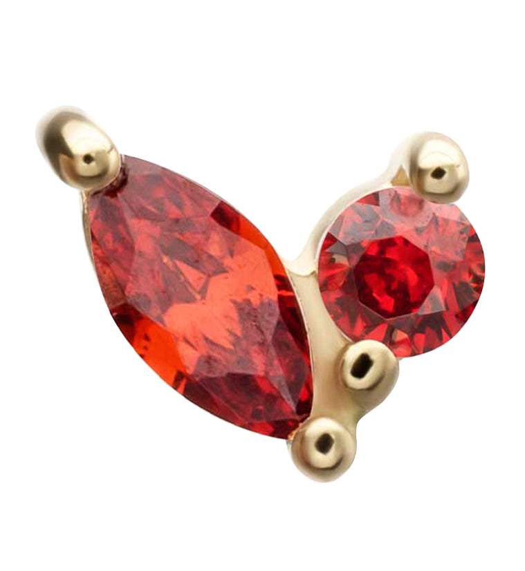 14kt Gold Budding Garnet CZ Threadless Top