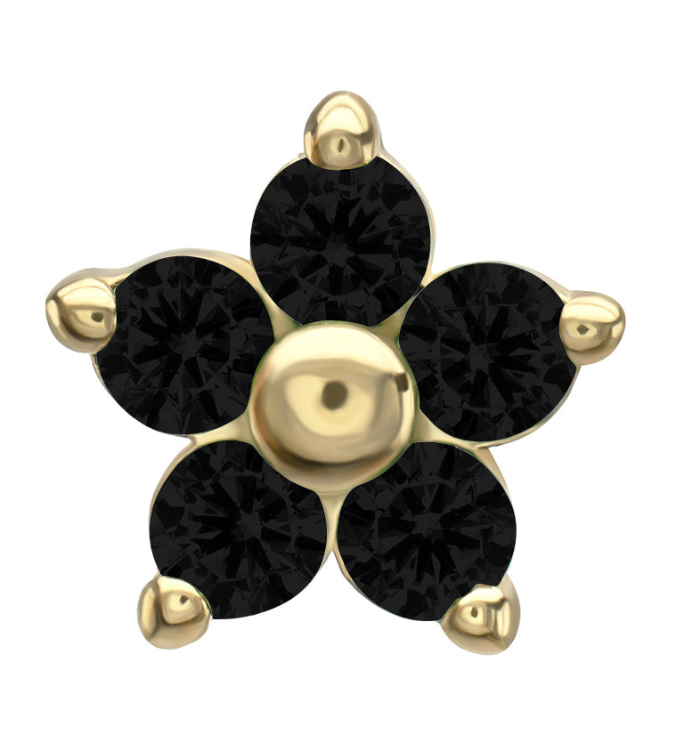 14kt Gold Daisy Black CZ Threadless Top