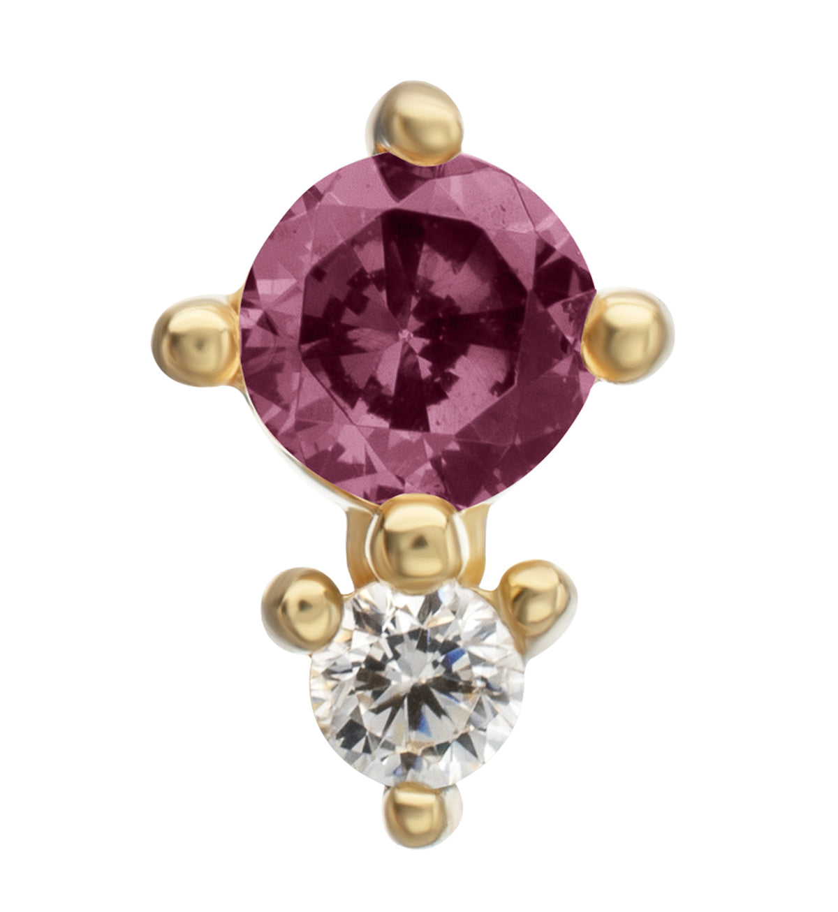 14kt Gold Echo Pink CZ Threadless Top