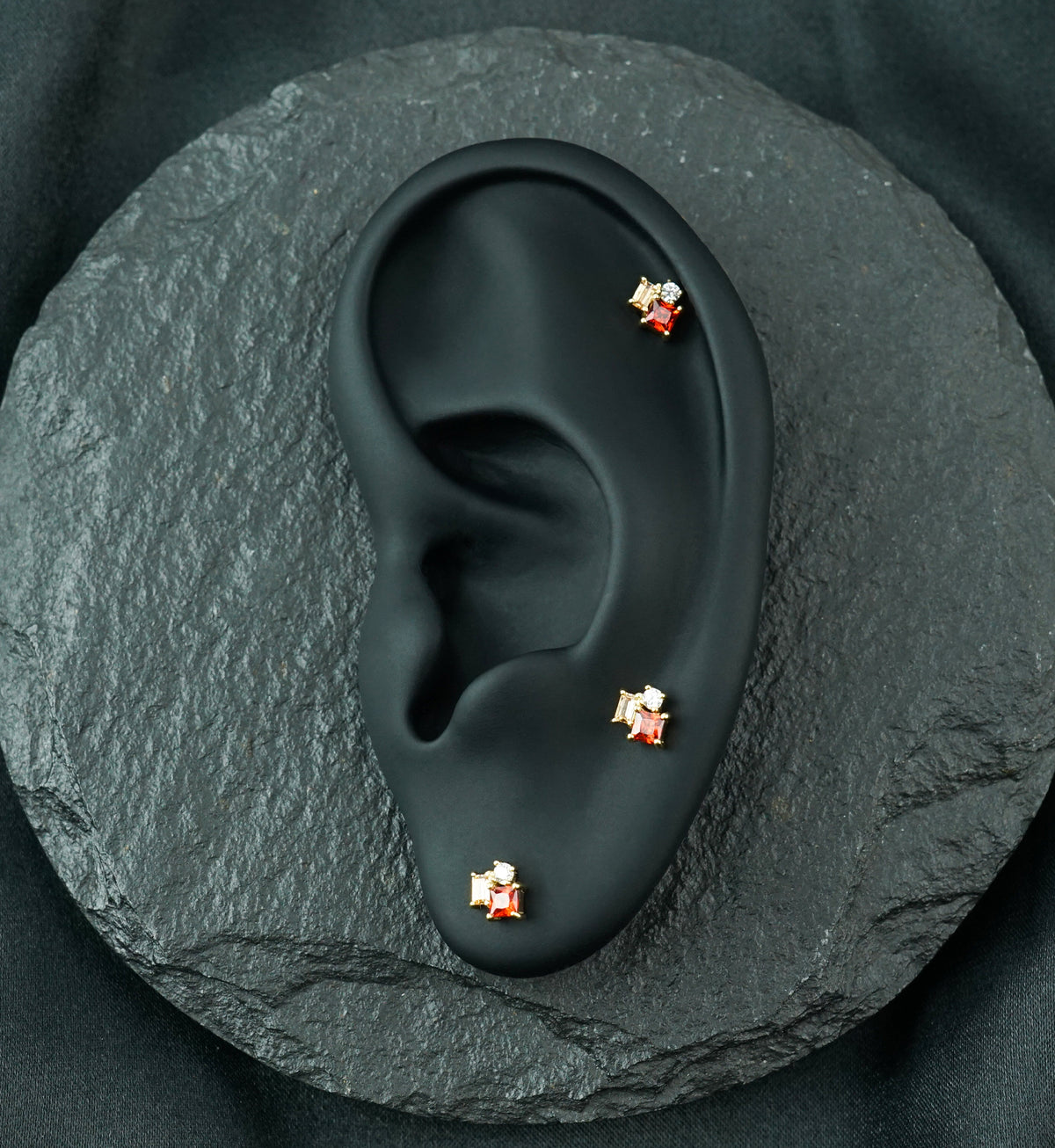 14kt Gold Garnet and Champagne CZ Amalgam Threadless Top
