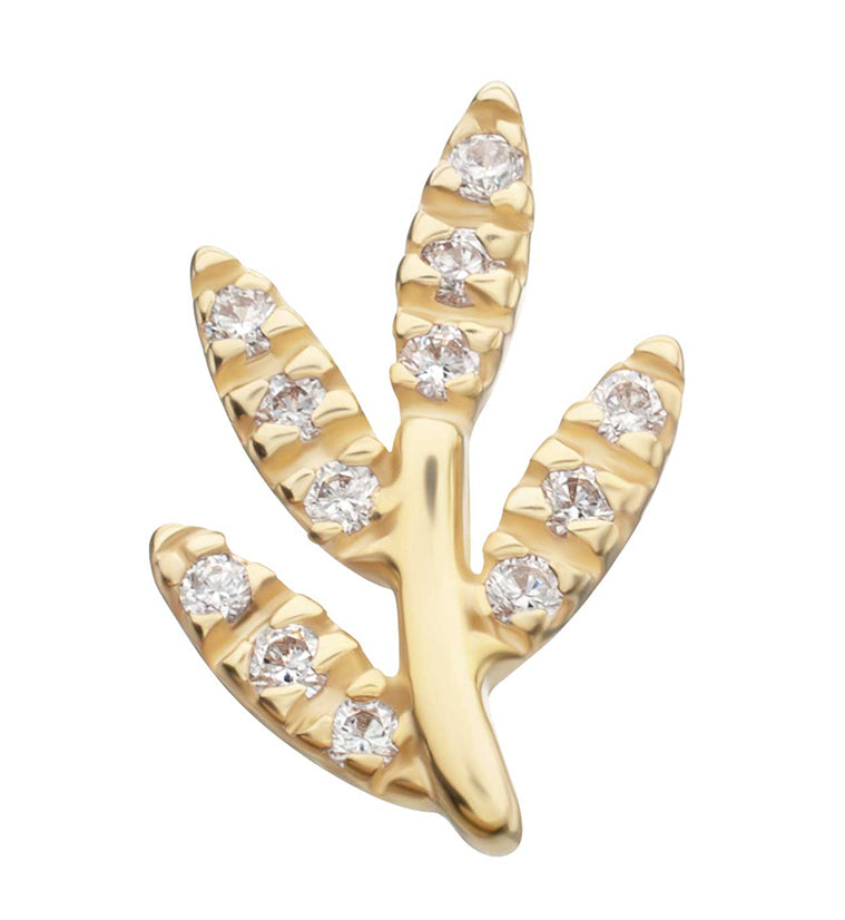 14kt Gold Gilded Branch Clear CZ Threadless Top
