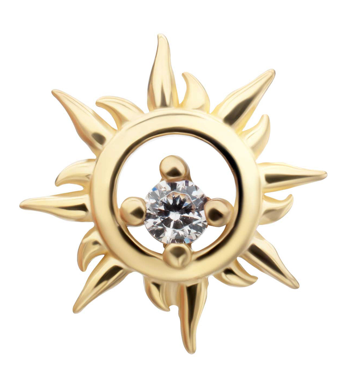 14kt Gold Helios Strike CZ Threadless Top