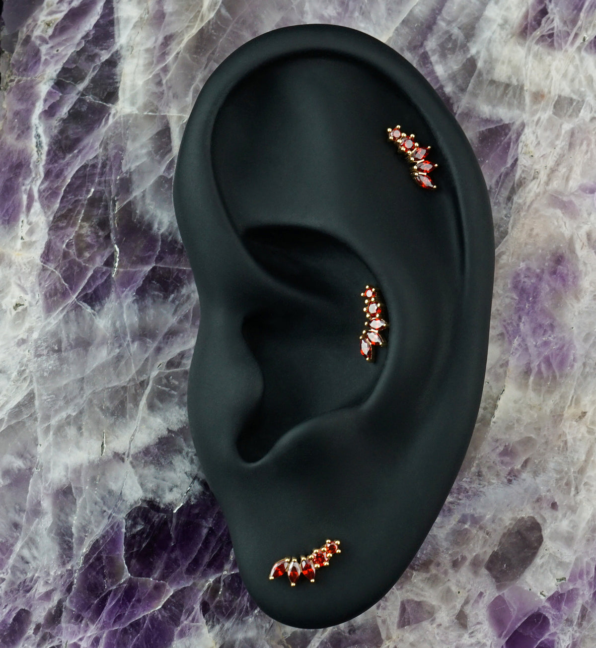 14kt Gold Laureate Garnet CZ Threadless Top