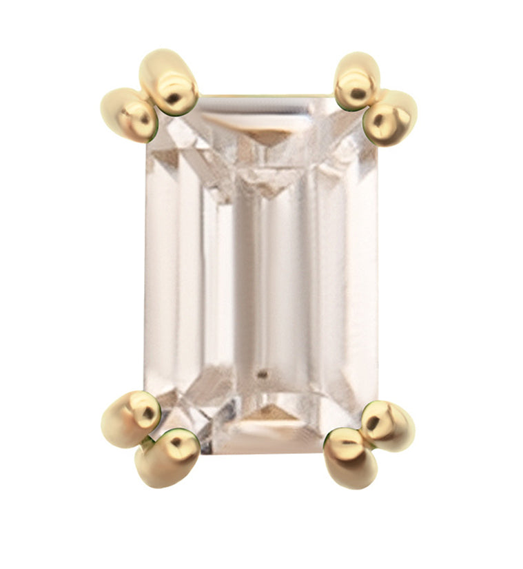 14kt Gold Mini Rectangle Clear CZ Threadless Top