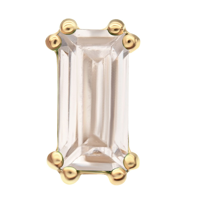14kt Gold Rectangle Clear CZ Threadless Top