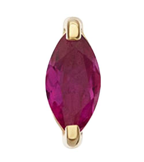 14kt Gold Single Marquise Ruby CZ Threadless Top