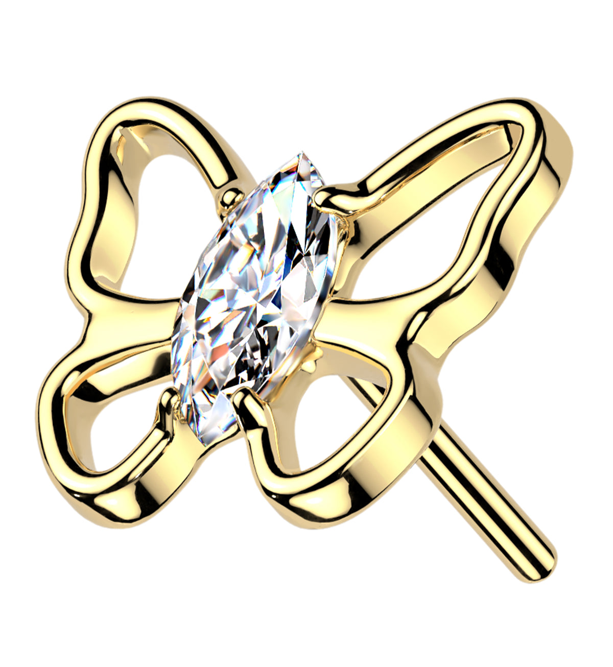 14kt Gold Trace Butterfly CZ Threadless Top