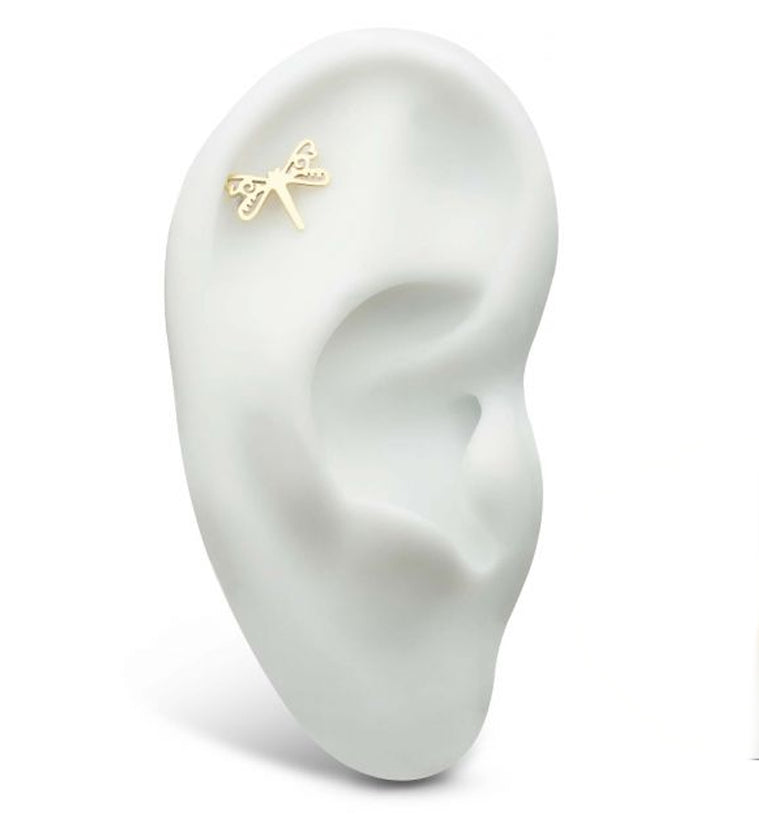 14kt Gold Trace Dragonfly Threadless Top