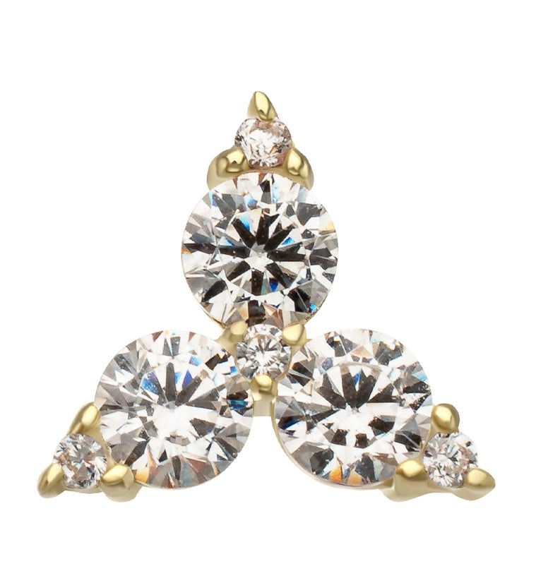 14kt Gold Triad Clear CZ Threadless Top