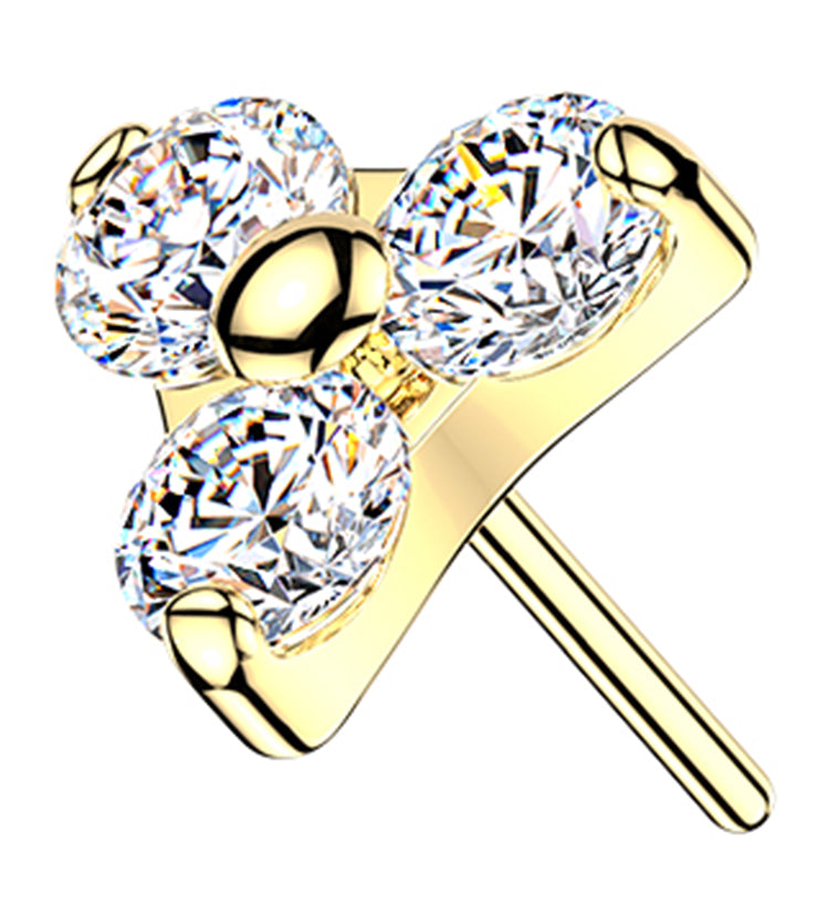 14kt Gold Trine Lab Grown Diamond Threadless Top