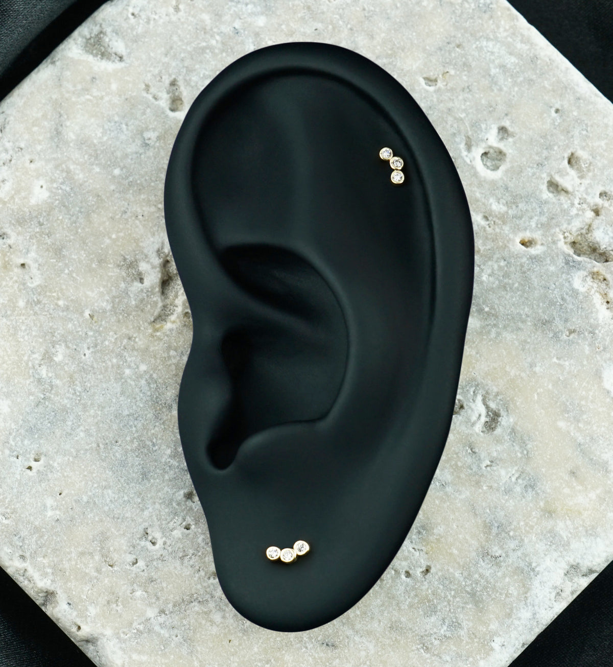 14kt Gold Triple Bezel Lab Grown Diamond Threadless Top