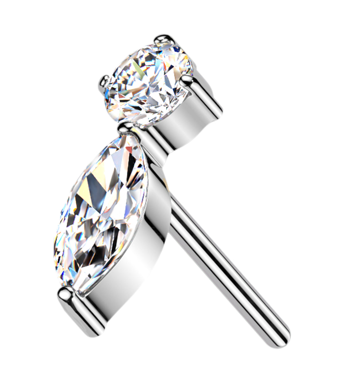 14kt White Gold Icicle Drip CZ Threadless Top