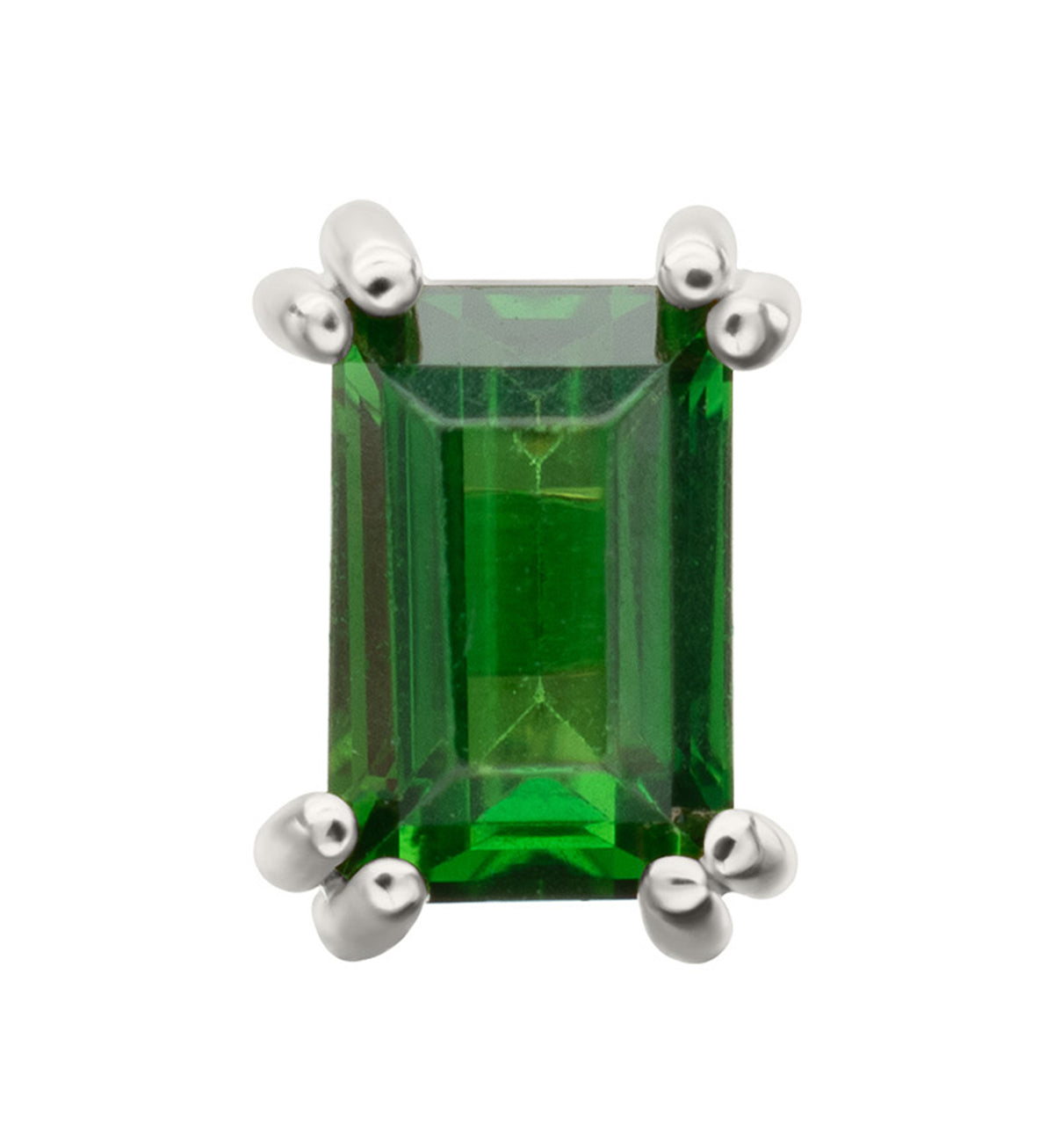 14kt White Gold Mini Rectangle Emerald CZ Threadless Top