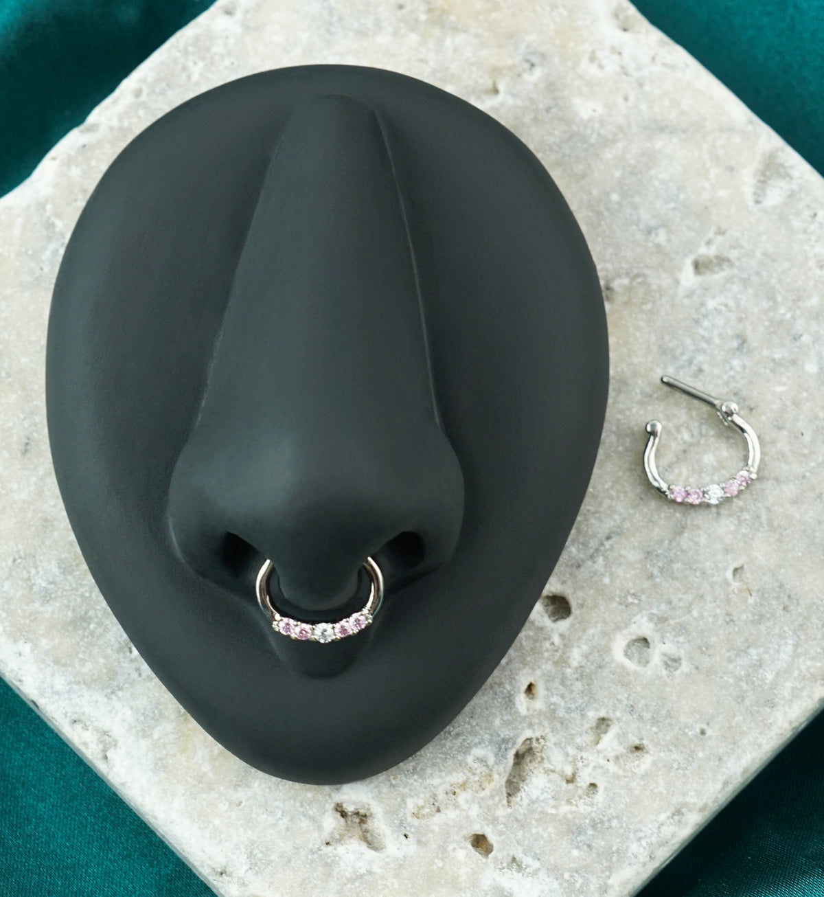16G Pink 5 Gem Septum Clicker