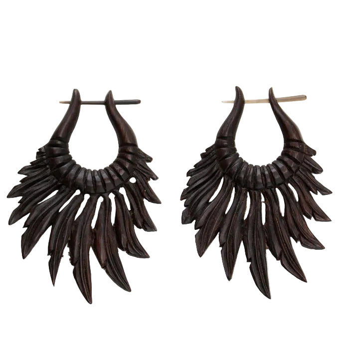 Alula Feather Wooden Post Earrings
