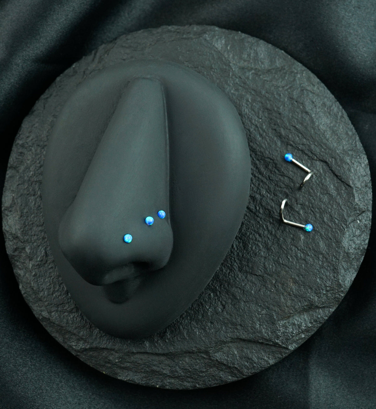 20G - 18G Blue Opalite Nose Screw Ring