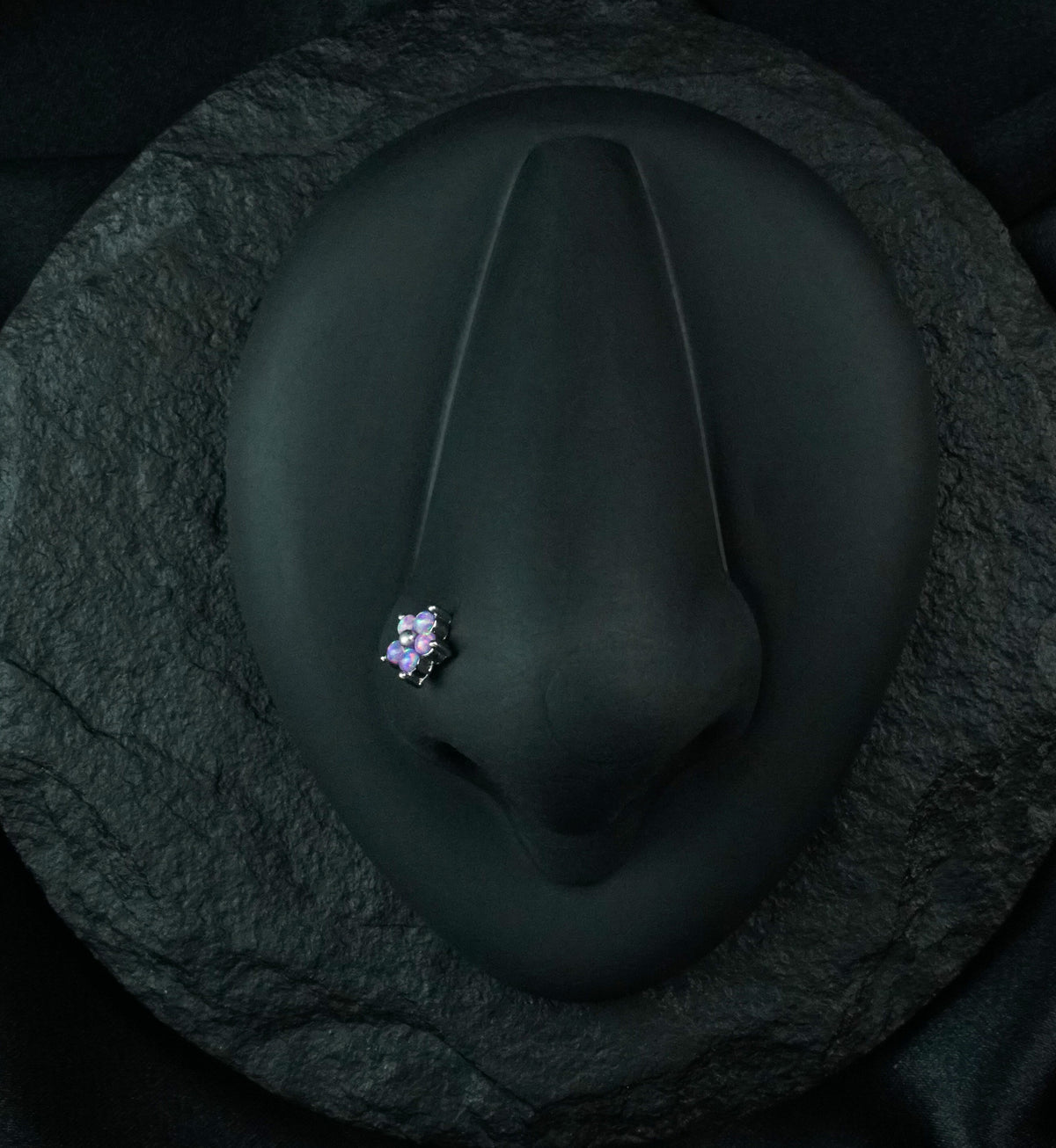 20G Purple Opalite Flower L Bend Nose Ring