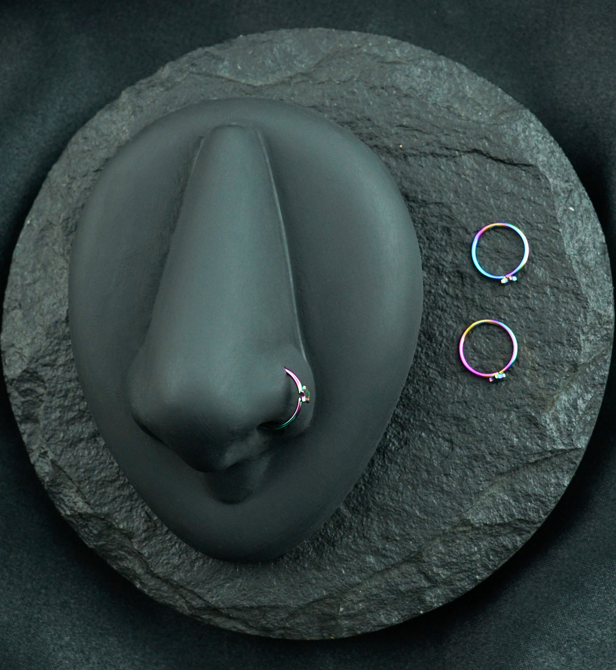20G Star Rainbow PVD Steel Nose Ring Hoop