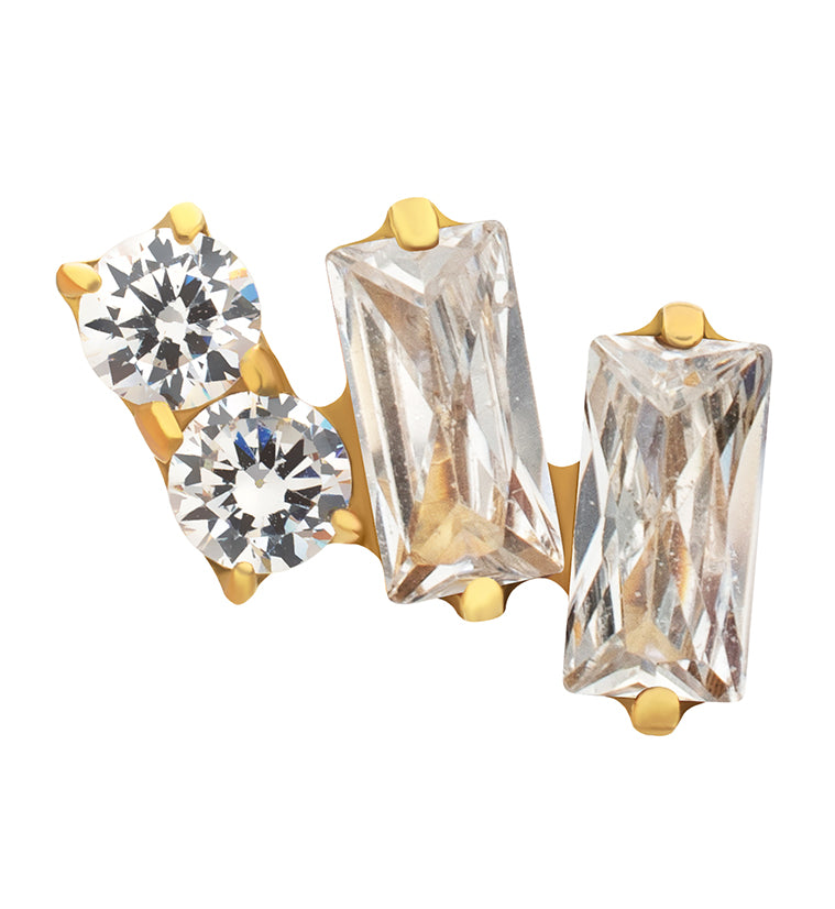 24kt Gold PVD Afterglow Clear CZ Titanium Threadless Top