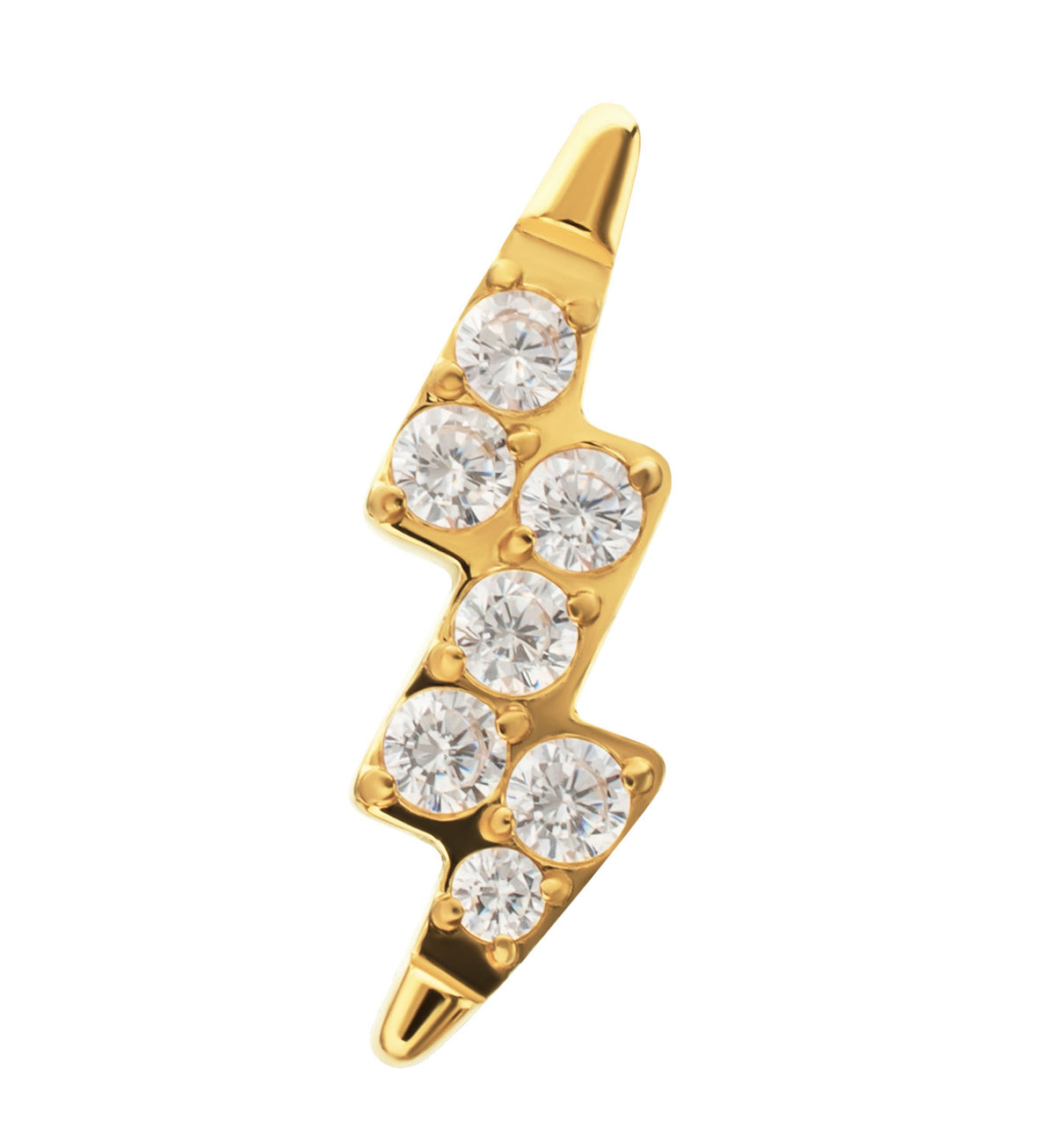 24kt Gold PVD Charged Up CZ Titanium Threadless Top by Urban Body Jewelry