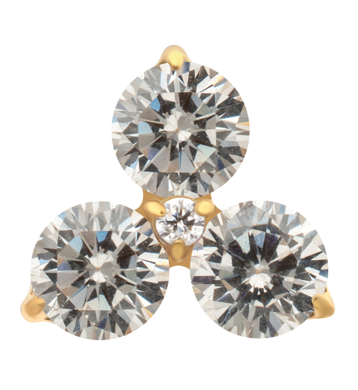 24kt Gold PVD Triplet Clear CZ Titanium Threadless Top