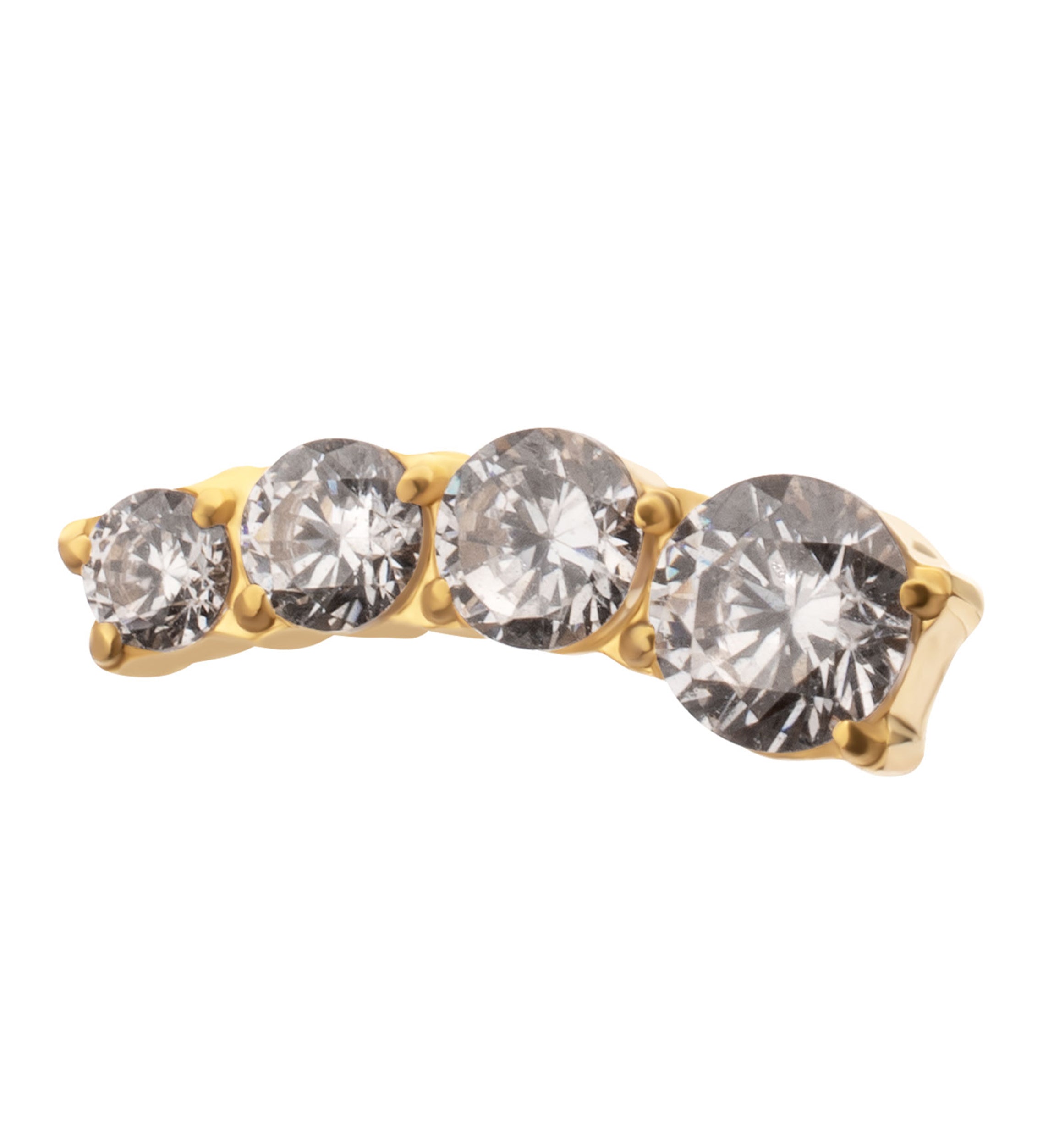 24kt Gold PVD Descend Clear CZ Titanium Internally Threaded Top (Right Ear)