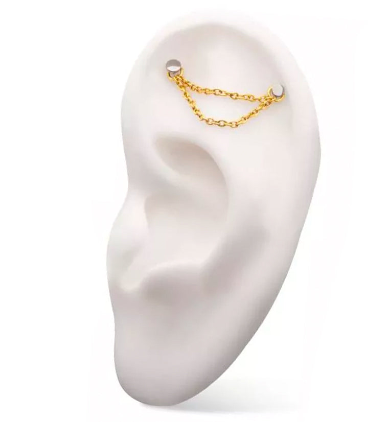 24kt Gold PVD Dual Rolo Titanium Connector Chain