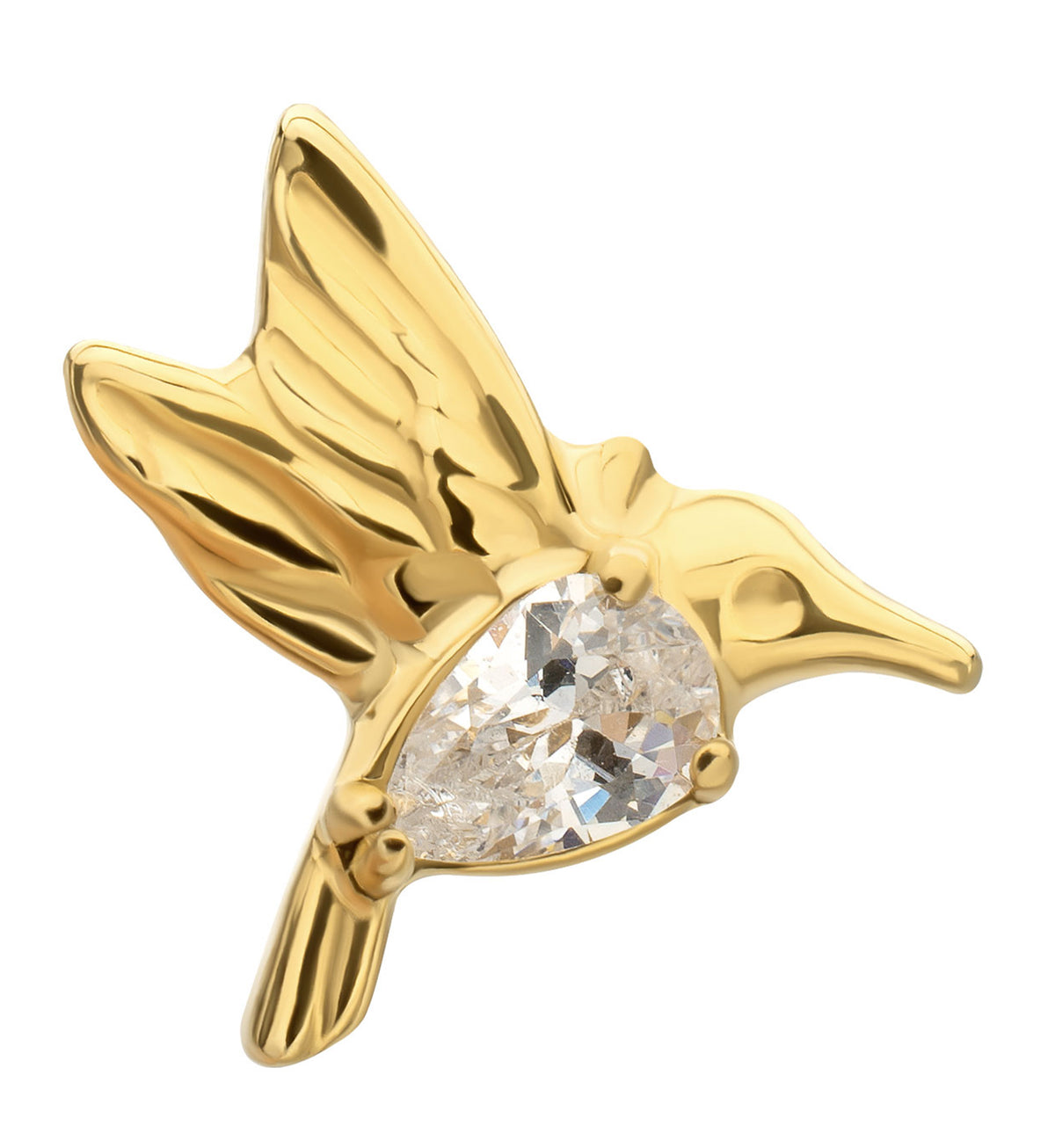 24kt Gold PVD Flying Bird CZ Titanium Threadless Top