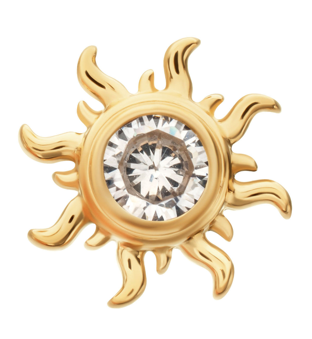 24kt Gold PVD Gothic Sunray CZ Titanium Threadless Top by Urban Body Jewelry