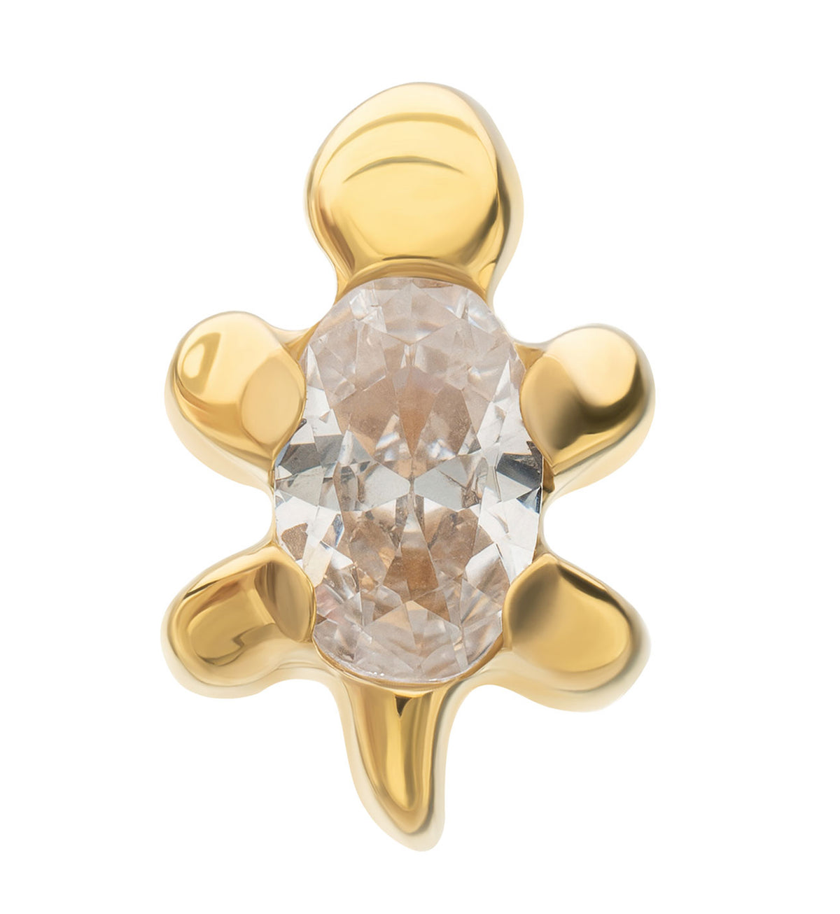 24kt Gold PVD Hatchling Clear CZ Titanium Threadless Top