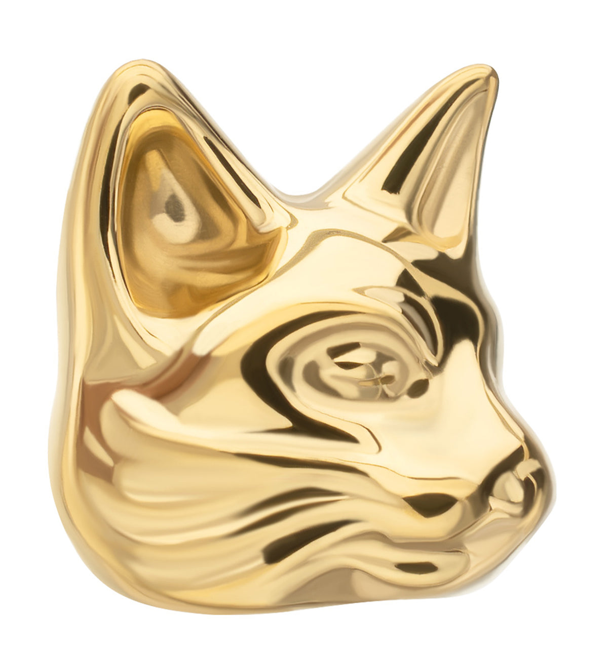 24kt Gold PVD Hunter Cat Titanium Threadless Top