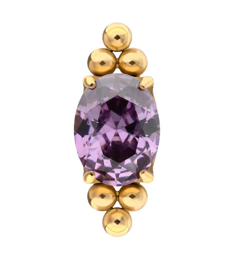 24kt Gold PVD Lamp Post Amethyst CZ Titanium Threadless Top