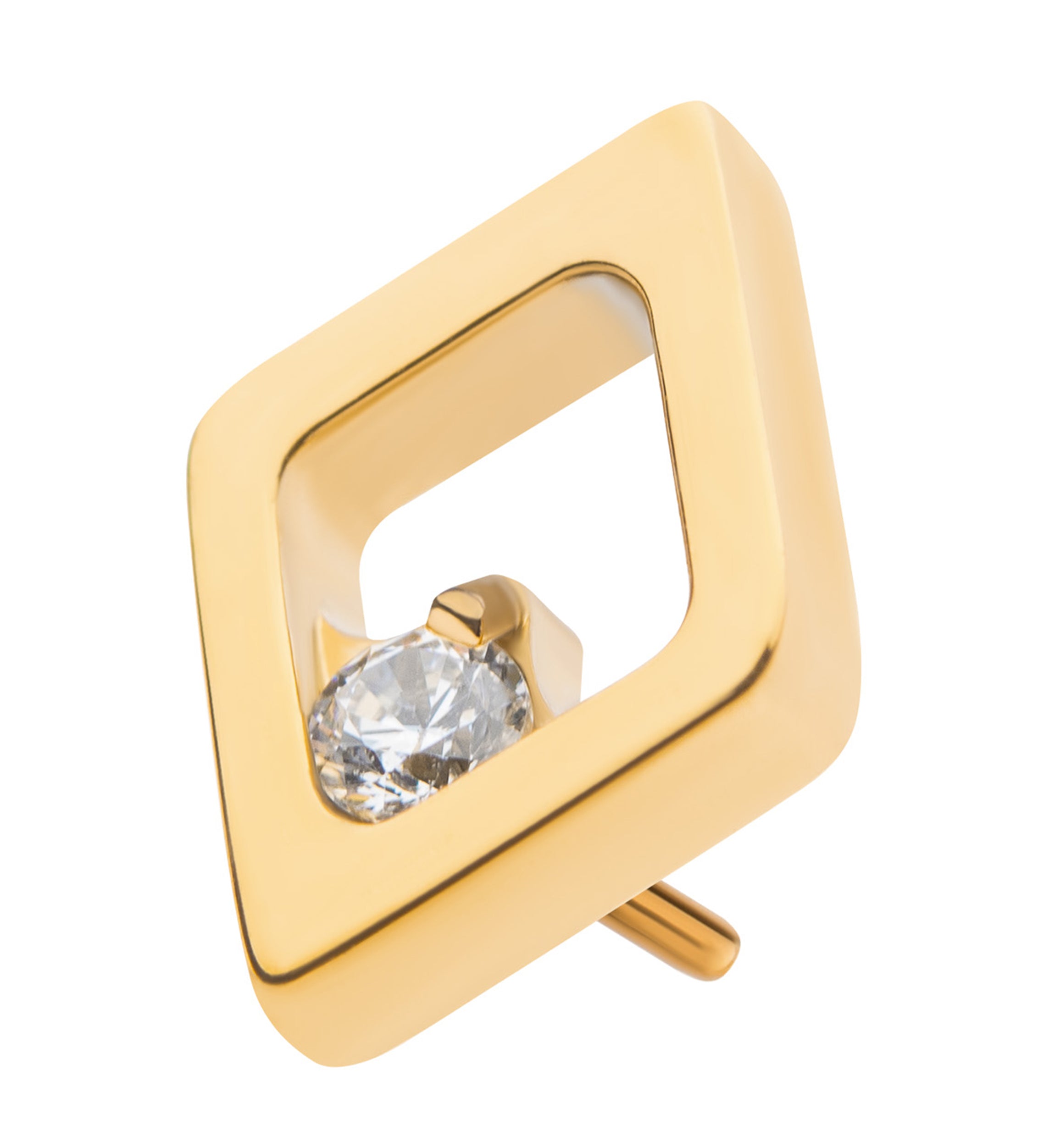 24kt Gold PVD Small Corundum CZ Titanium Threadless Top
