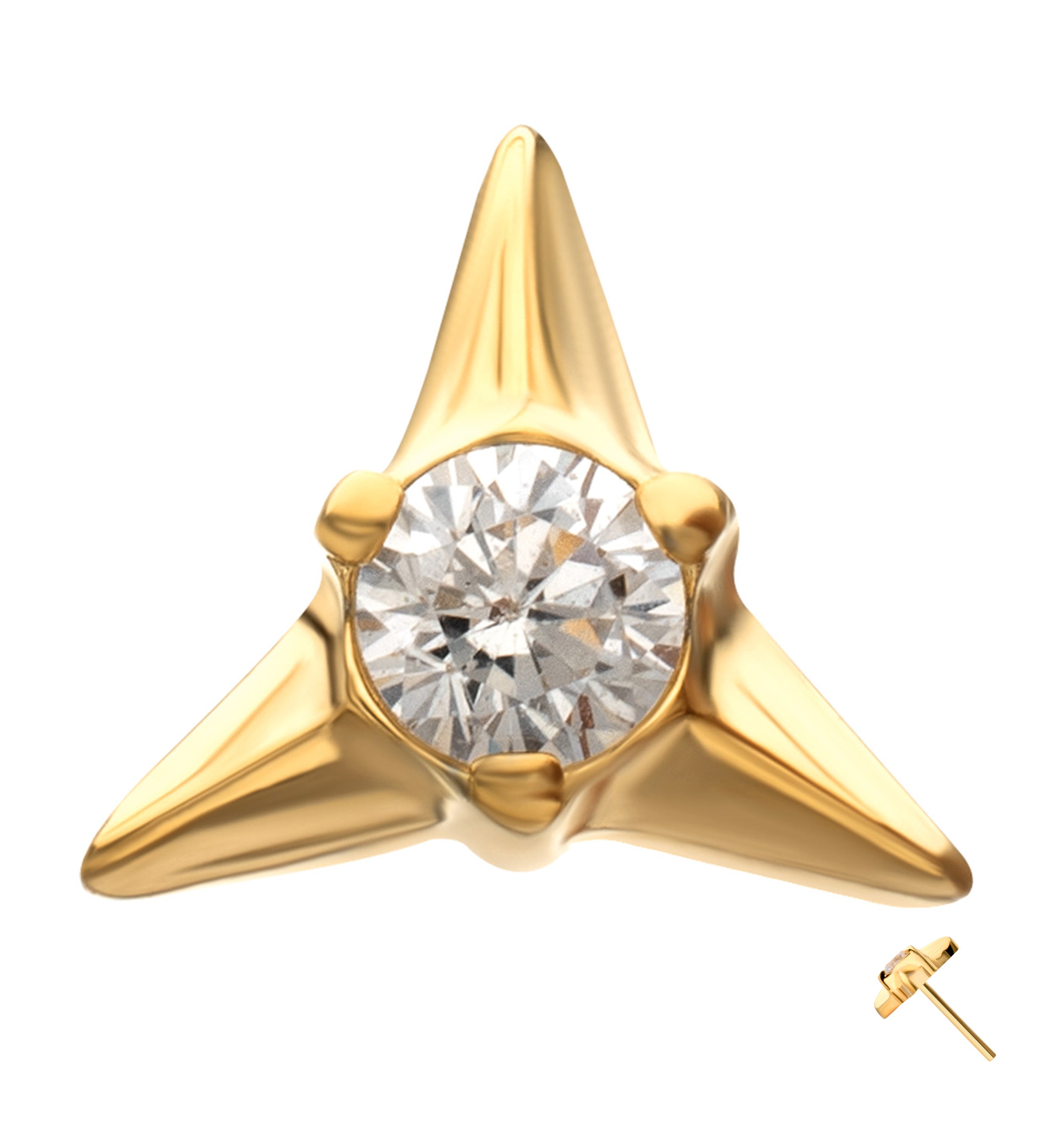 24kt Gold PVD Splice Clear CZ Titanium Threadless Top