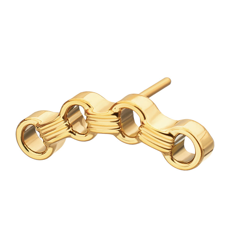 24kt Gold PVD Triple Band Chain Titanium Threadless Top