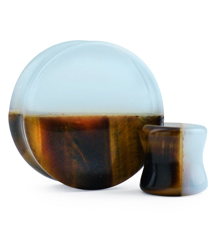 50/50 Opalite X Tigers Eye Stone Plugs
