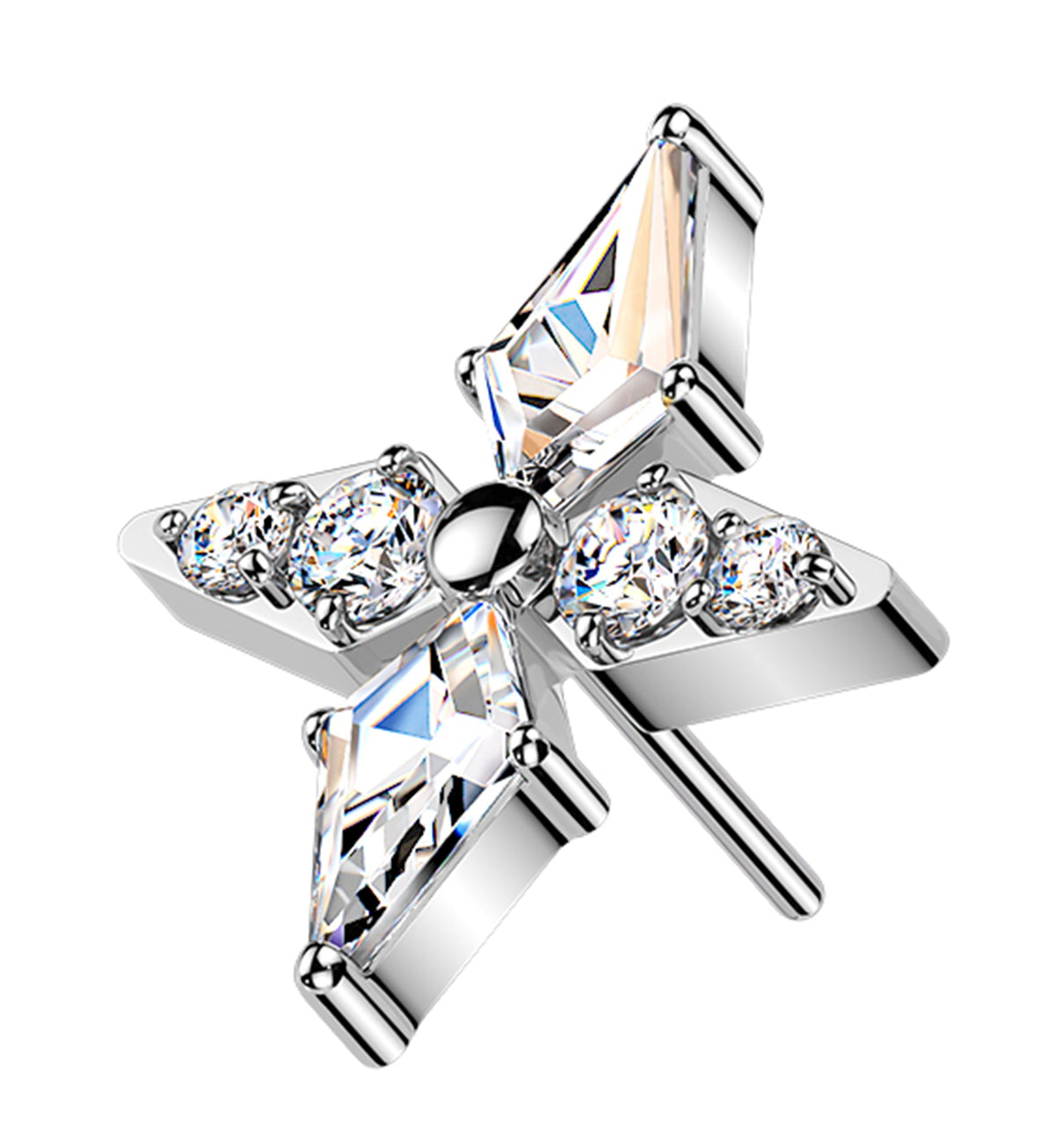 Four Point Star Clear CZ Titanium Threadless Top