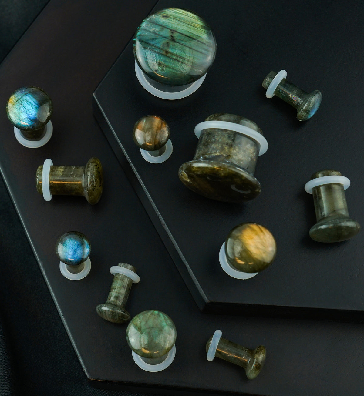 Labradorite Stone Plugs - Single Flare