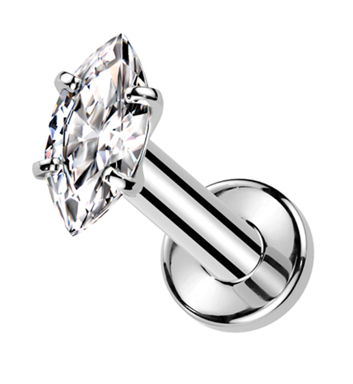 Marquise Clear CZ Internally Threaded Titanium Labret Post
