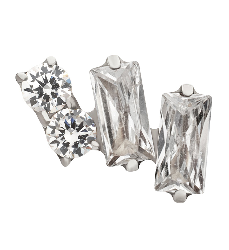 Platinum PVD Afterglow Clear CZ Titanium Threadless Top