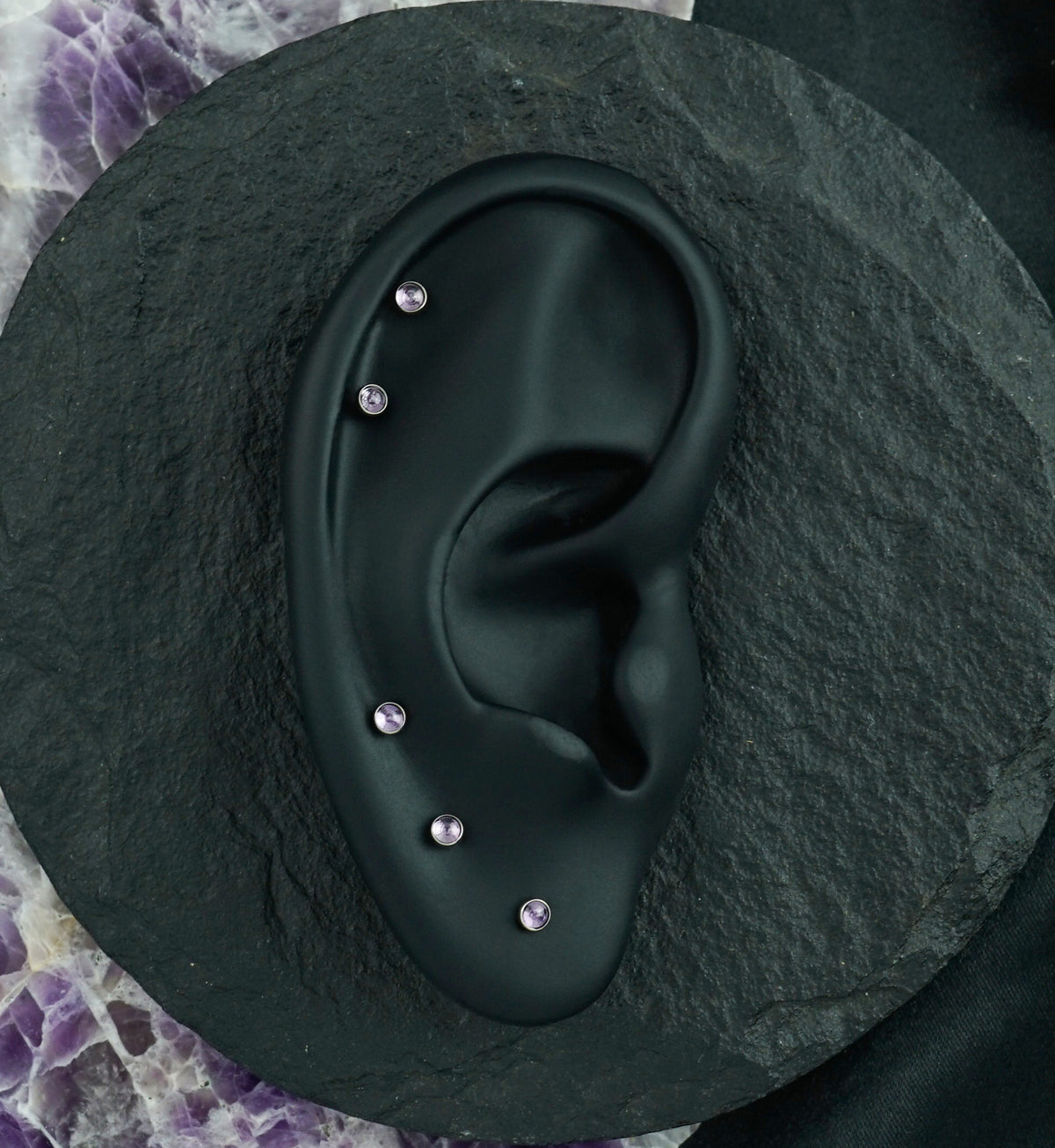 Amethyst Stone Titanium Threadless Labret