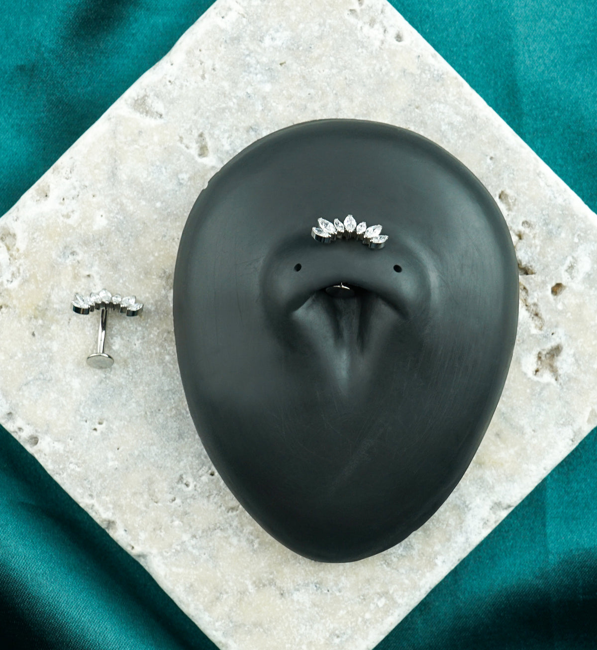 Anadem CZ Titanium Threadless Floating Belly Button Ring