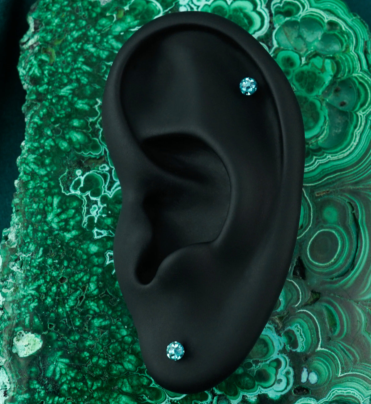 Aqua Glitterball Stainless Steel Labret