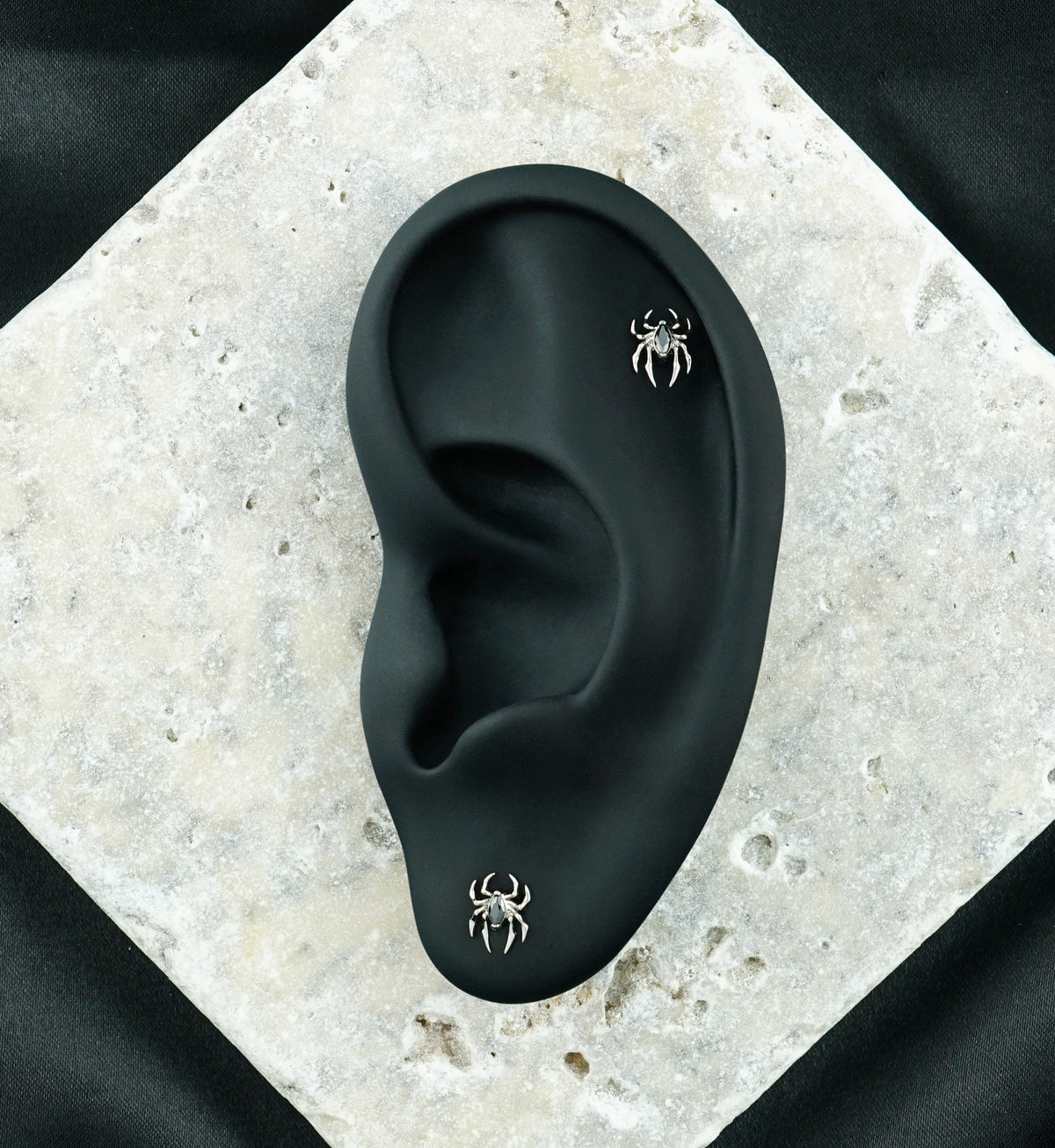 Arachnophobia Black CZ Titanium Threadless Top